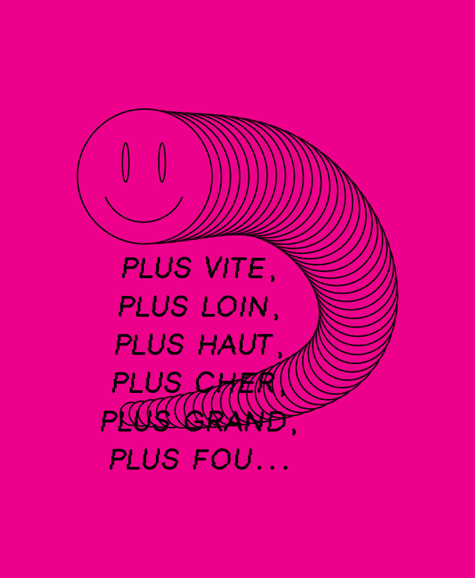 T-shirt Social blanc : Plus vite, plus loin, plus haut, plus cher, plus grand, plus fou...